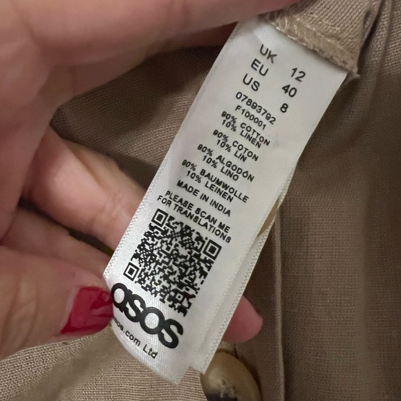 ASOS Beige cotton/linen romper size 12 (N117) - Picture 4 of 7